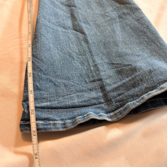 True Religion Joey Mid Rise Flare Jeans Blue Pink Contrast Stitching Size 28 - Picture 9 of 10